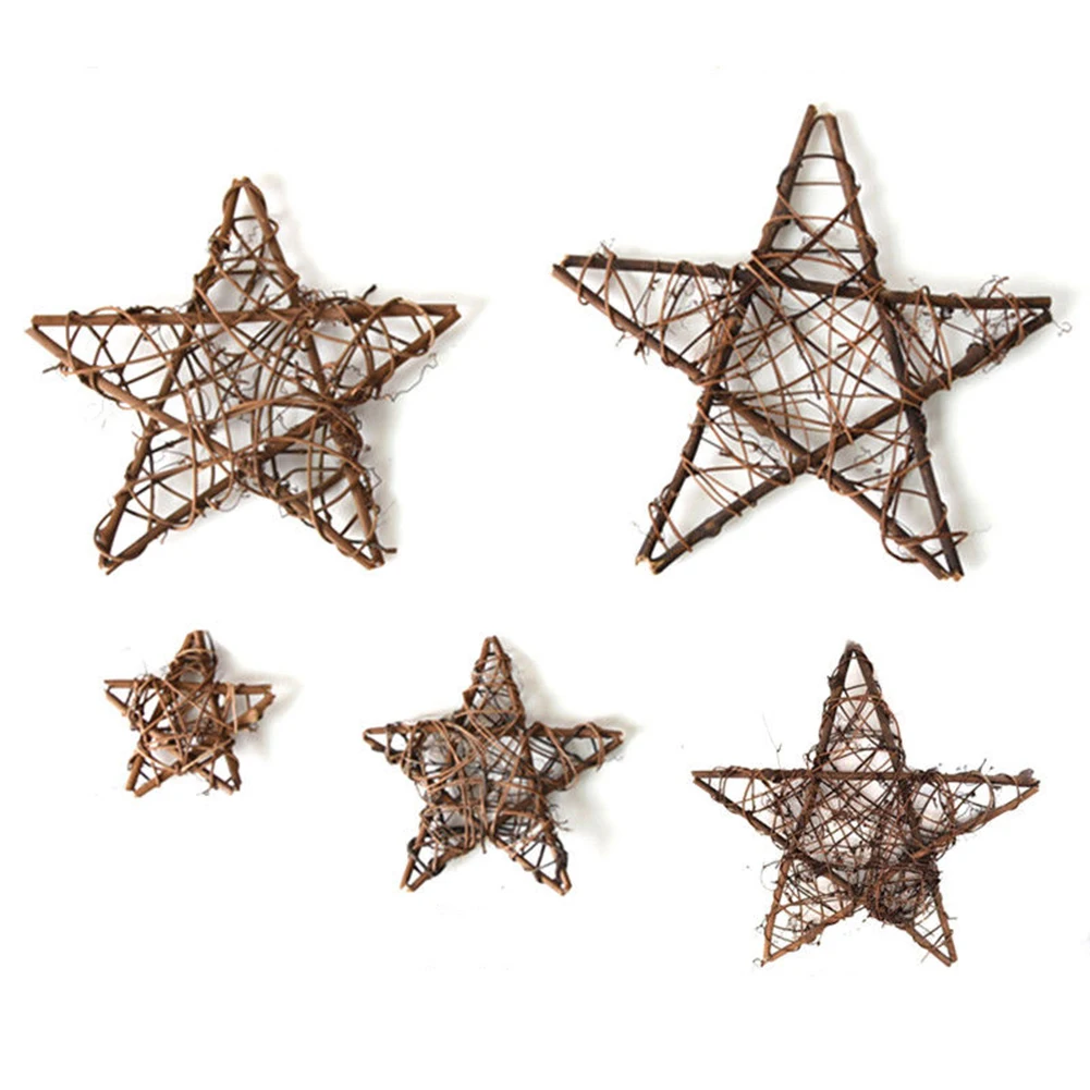 Ротанговая Звезда Венок DIY гирлянда подвесная деревенская Рождественская