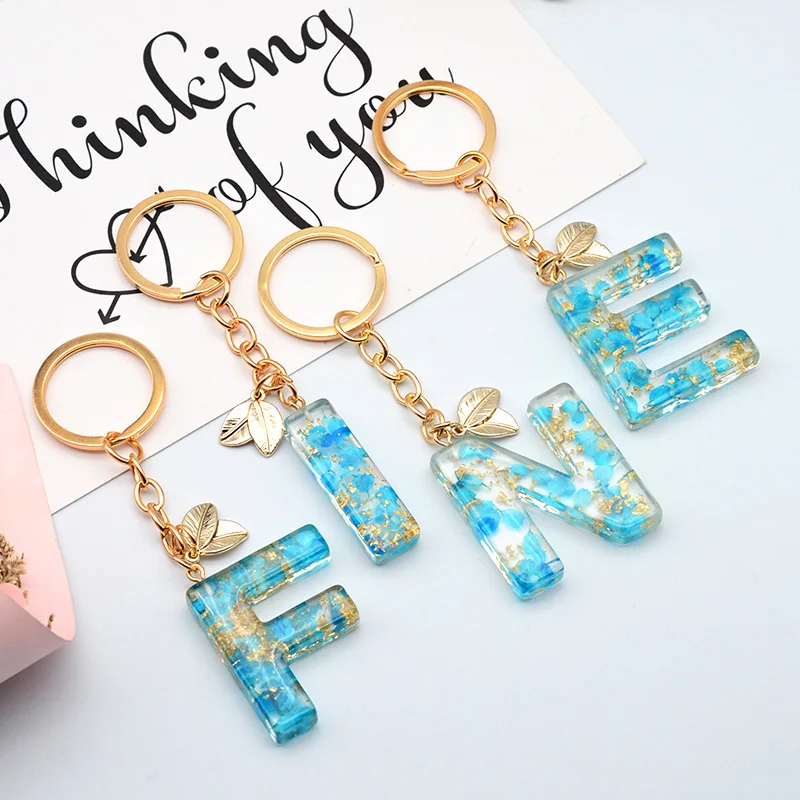 Новые брелоки с высушенными цветами и английскими буквами для женщин милые