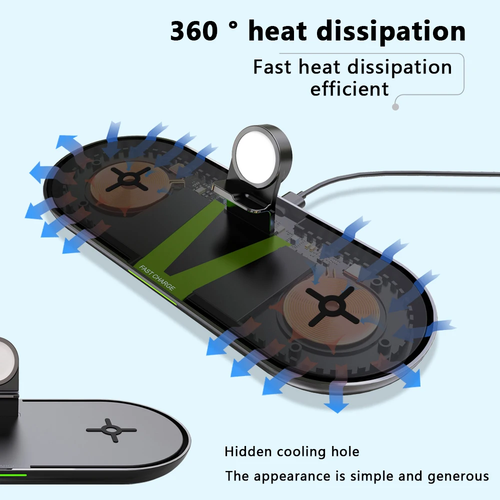 25W Qi Wireless Charger 3 in 1 Fast Charging Station for Apple Watch 5 4 2 iPhone 11 XS XR 8 X Airpods Pro Fold Stand Pad New | Мобильные