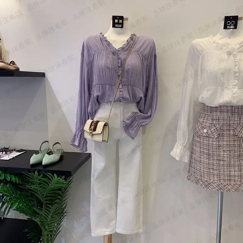 2020 весна лето осень Новая женская модная повседневная шифоновая рубашка блузка с