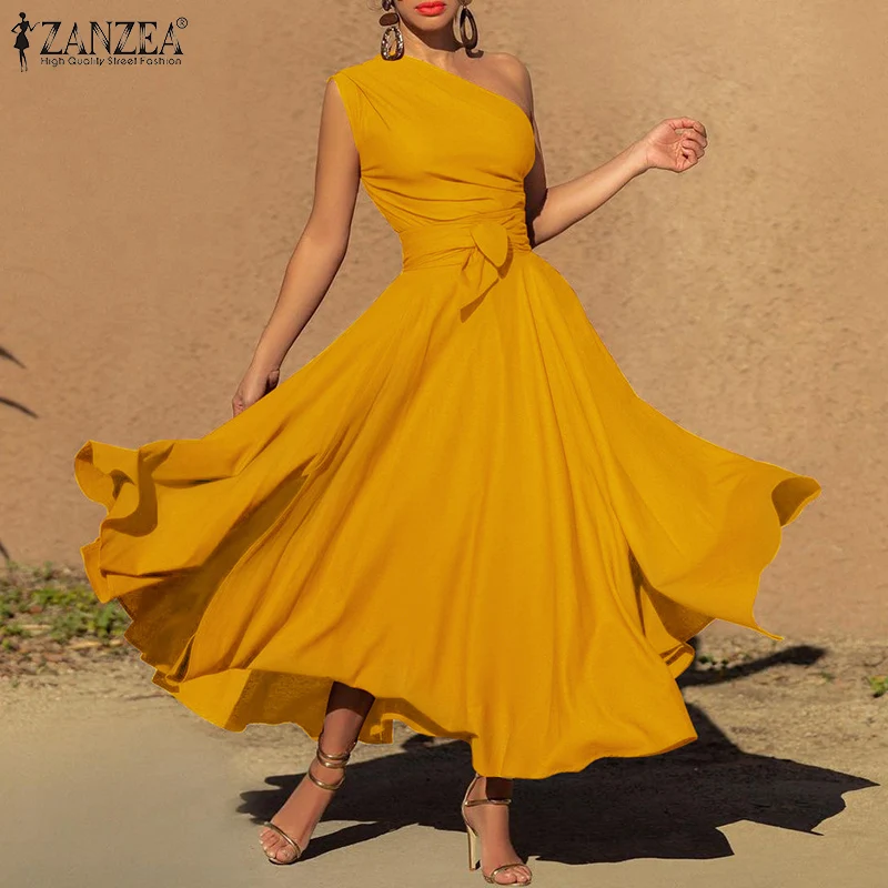 Платье ZANZEA женское вечернее без рукавов элегантный длинный сарафан с открытыми