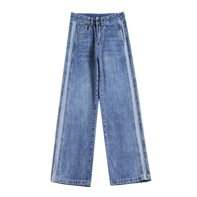 

Upscale Women Jeans High Waist Loose Wide Leg Pants Ladies Long Pants Denim Trousers Full-length Casual Streetwear 100% Cotton