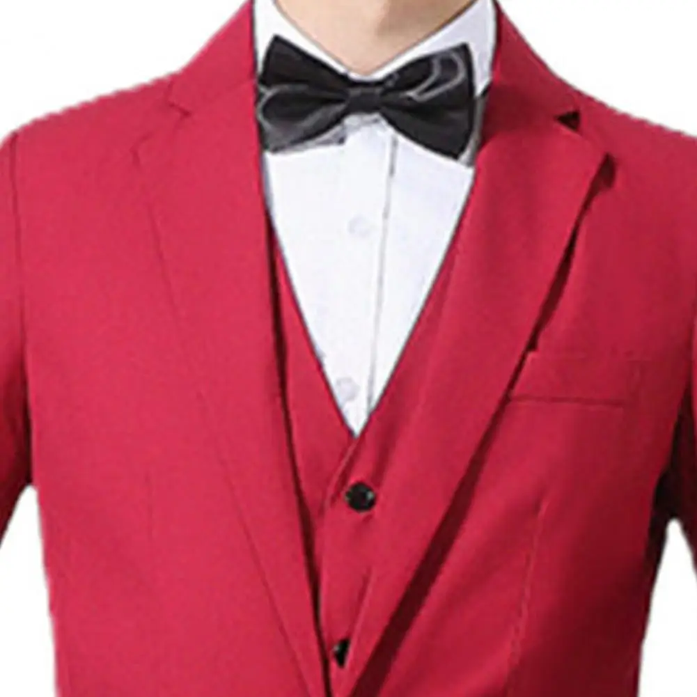 

Business men's suit suits V-neck formal wear men's solid color button vest shirt pants soft and breathable wedding costume homme