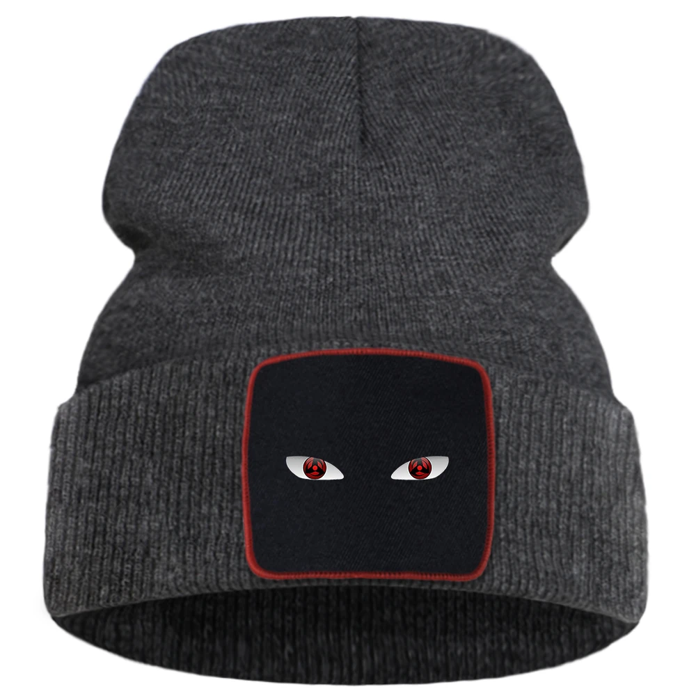 

Cool Big Eyes Personality Printing Fashion Unisex Winter Hat Keep Warm Hip Hop Knitted Hats Solid Color Simple Caps For Boys