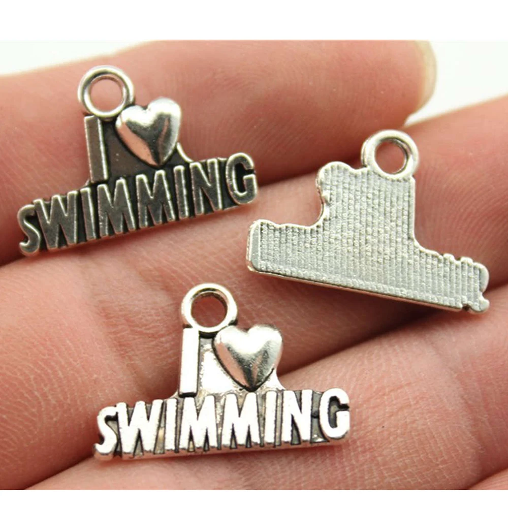 WYSIWYG 10 шт. 22x15 мм Шарм I Love Swimm 3 цвета шармы Heart для изготовления ювелирных изделий |