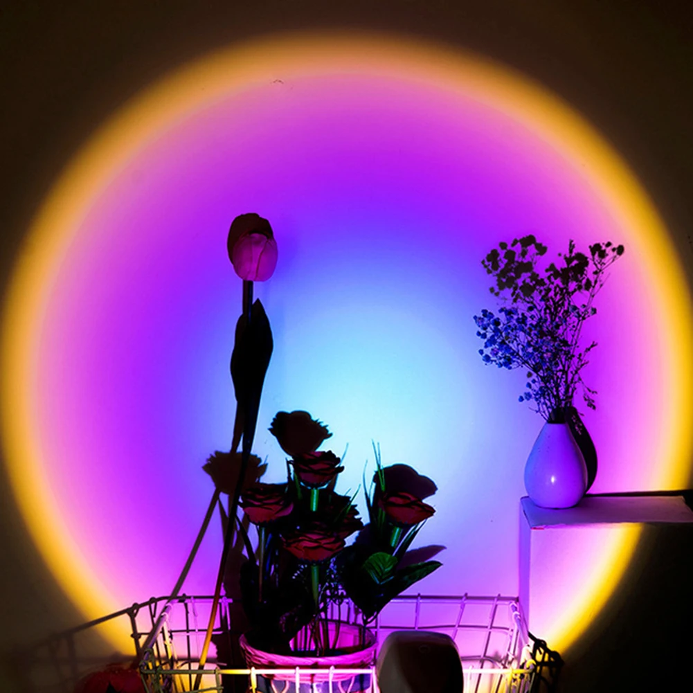 

Sunset Projector LED Night Light Home Background Wall Decoration Projection Lamp Adjustable Bedroom Atmosphere Light