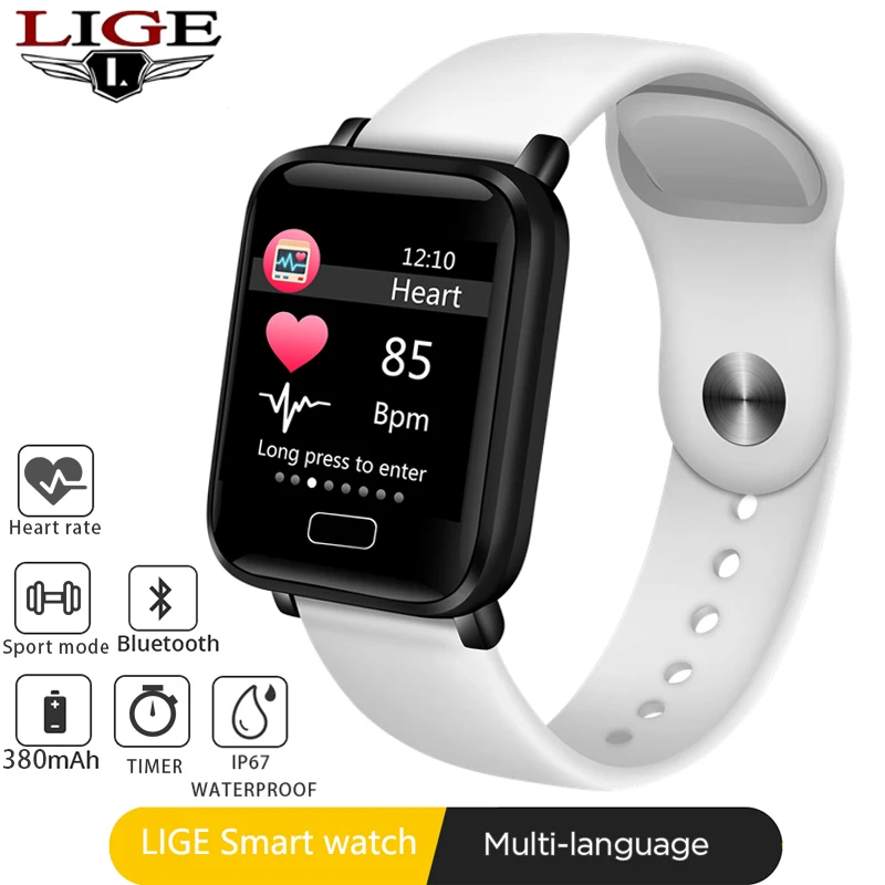 Фитнес браслет LIGE часы с кровяным давлением водонепроницаемые Смарт монитор сна