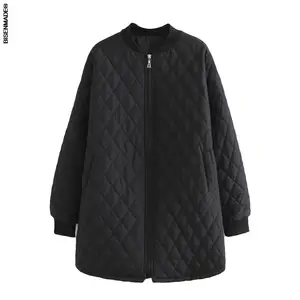 Женская одежда, парка, осенне-зимняя Антистатическая стеганая куртка на молнии с длинным рукавом, пальто с хлопковой подкладкой