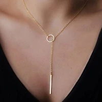 minimalist pendants necklace women stainless steel circle strip chokers chain birthday party gifts fashion jewelry accessories