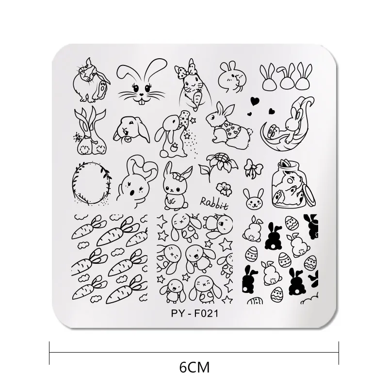 PICT YOU Rabbit Square Nail Stamping Plates Stainless Steel Art Stamp Template Design DIY for Stencil Tools | Красота и здоровье