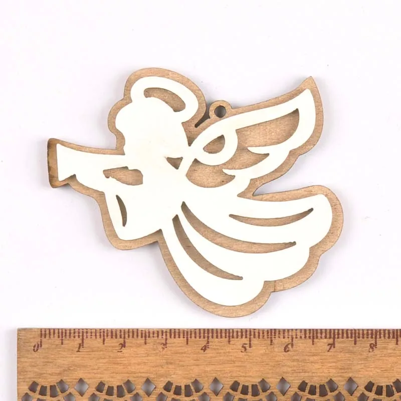 Снеговик/Ангел/снежинка белые деревянные ломтики подвесные украшения для