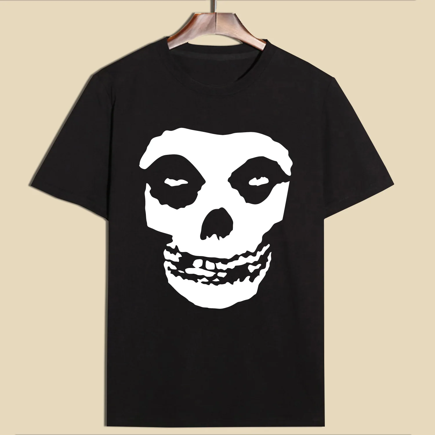 BK Новое поступление! футболки из хлопка с принтом "Misfits Skulls", летние серые футболки, мужские футболки с коротким рукавом и круглым вырезом, футболки и топы - Цвет: BK
