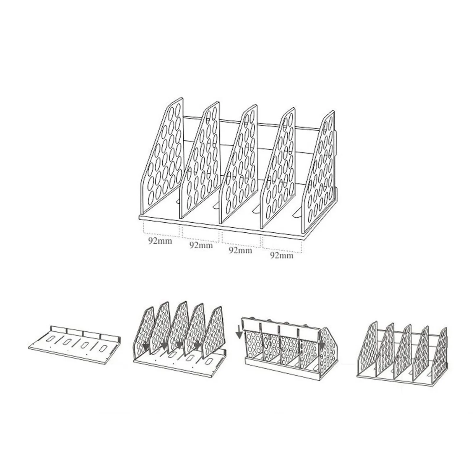 

381 X 217 X 212 Mm Organizer For Magazines And Folders With 4 Compartments Curved Design Resistant Colored Detachable Design