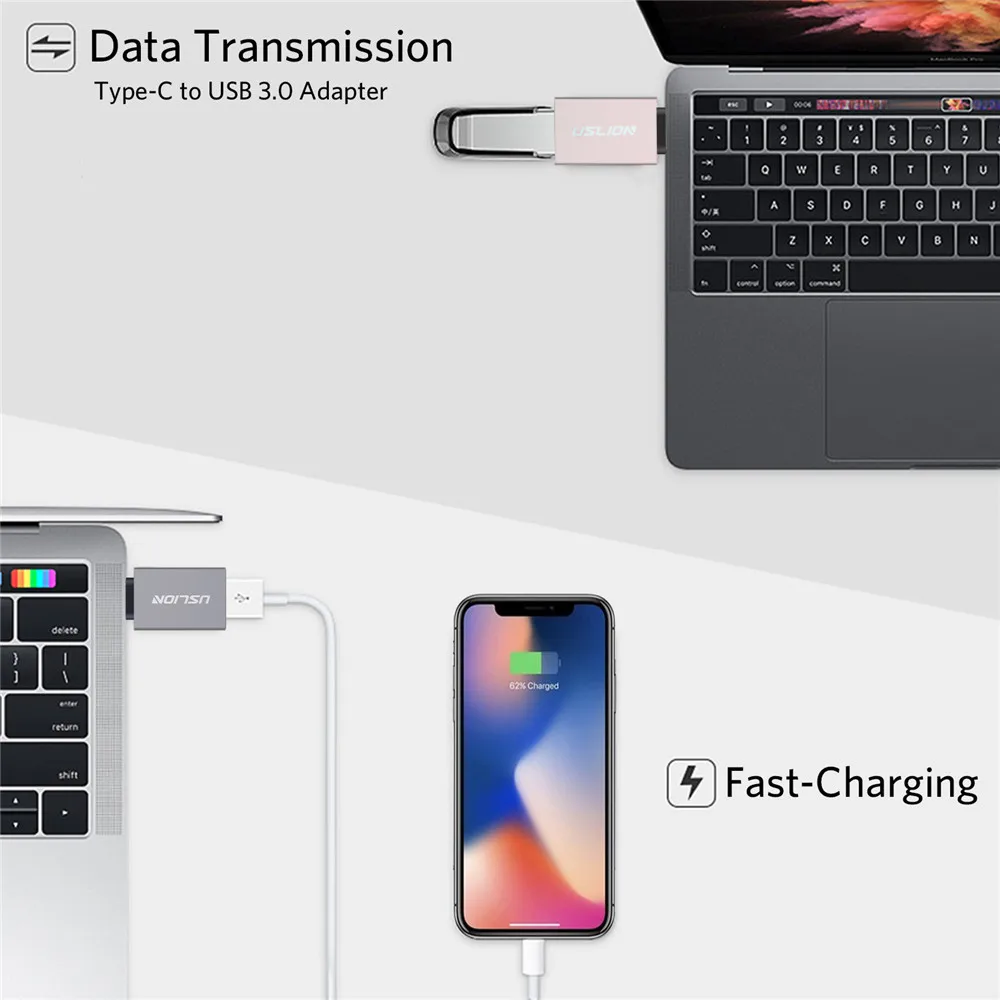 Переходник USLION с USB Type C на OTG переходник папа мама для Macbook Samsung S21 S20 Xiaomi адаптер |