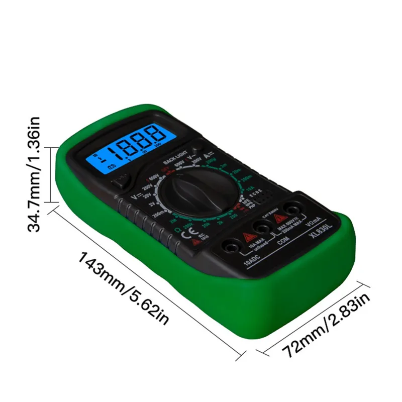 Urijk 1 шт. XL830L Цифровой мультиметр ЖК-дисплей с подсветкой AC/DC Мини Портативный Амперметр Вольтметр ручной ом тестер метр