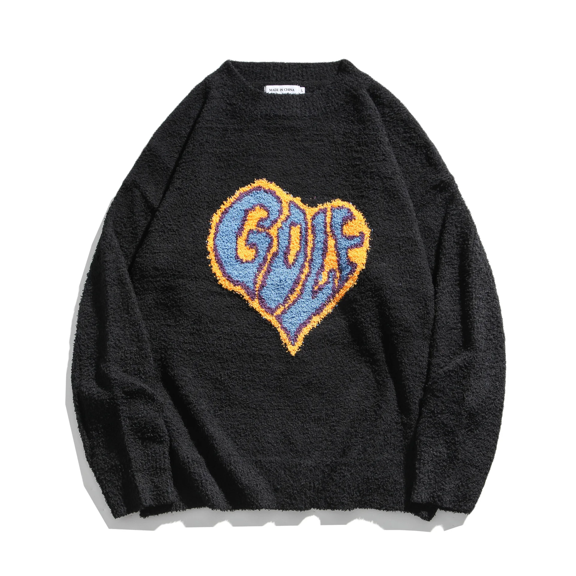 

SEVEYFAN Men's Fashion Love Pattern Sweaters Letters Oversize Knitwear Couples Casual Cotton Pullover
