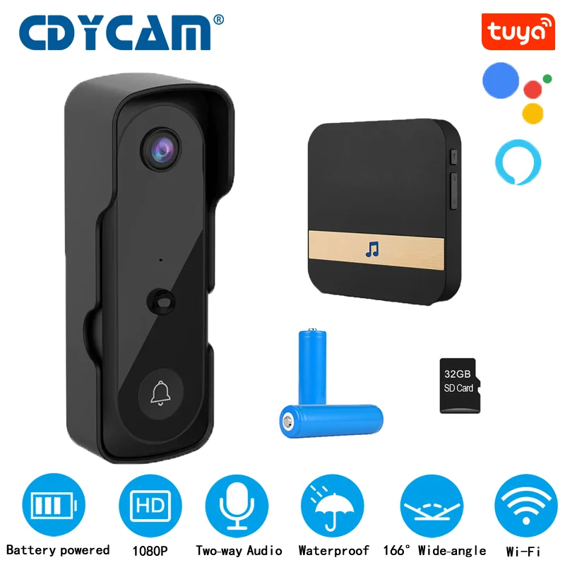 

Mini 2MP Tuya APP Video Doorbell Camera WIFI Security CCTV Camera Wireless HD Smart Home Video Intercom Doorbell IR Night vision