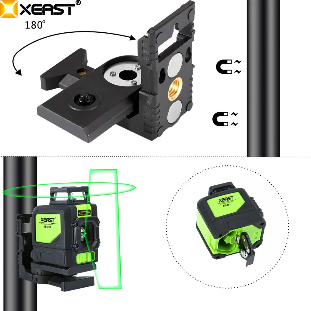 Зеленые лазерные 3D уровни XEAST XE 901 самонивелирующиеся Горизонтальные и