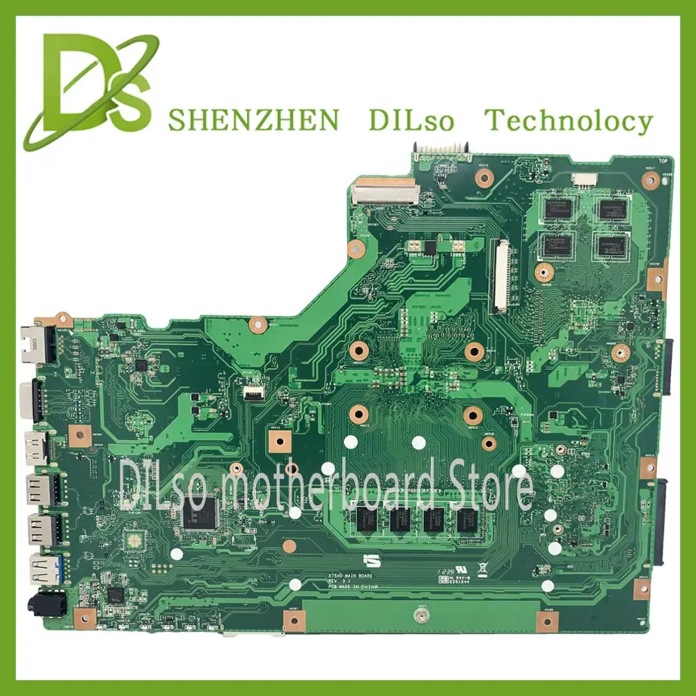 KEFU X75VD для ASUS X75V X75VB X75VC материнская плата ноутбука REV3.1 i3 с видеокартой тестовая