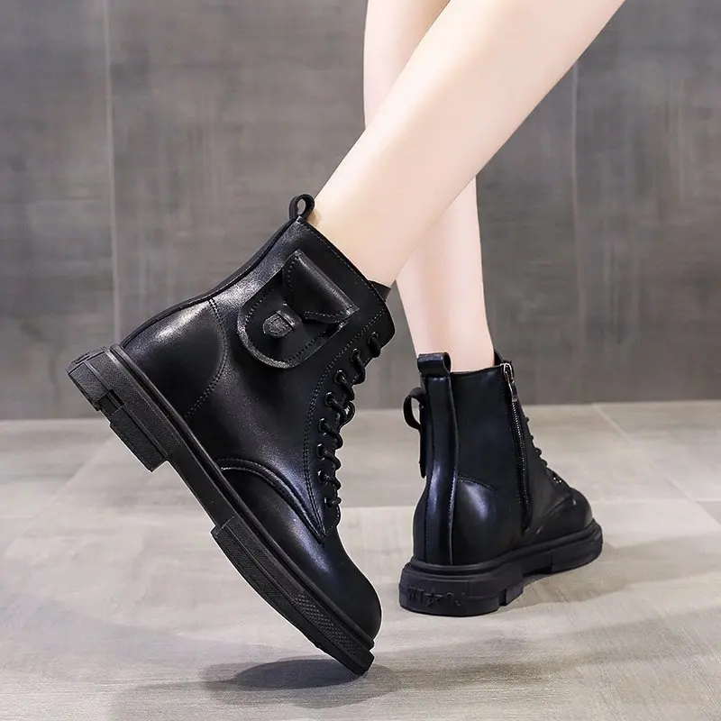 

2020 New Spring and Autumn fashion Martin boot female pure color retro chimney boot joker motorcycle boot X517