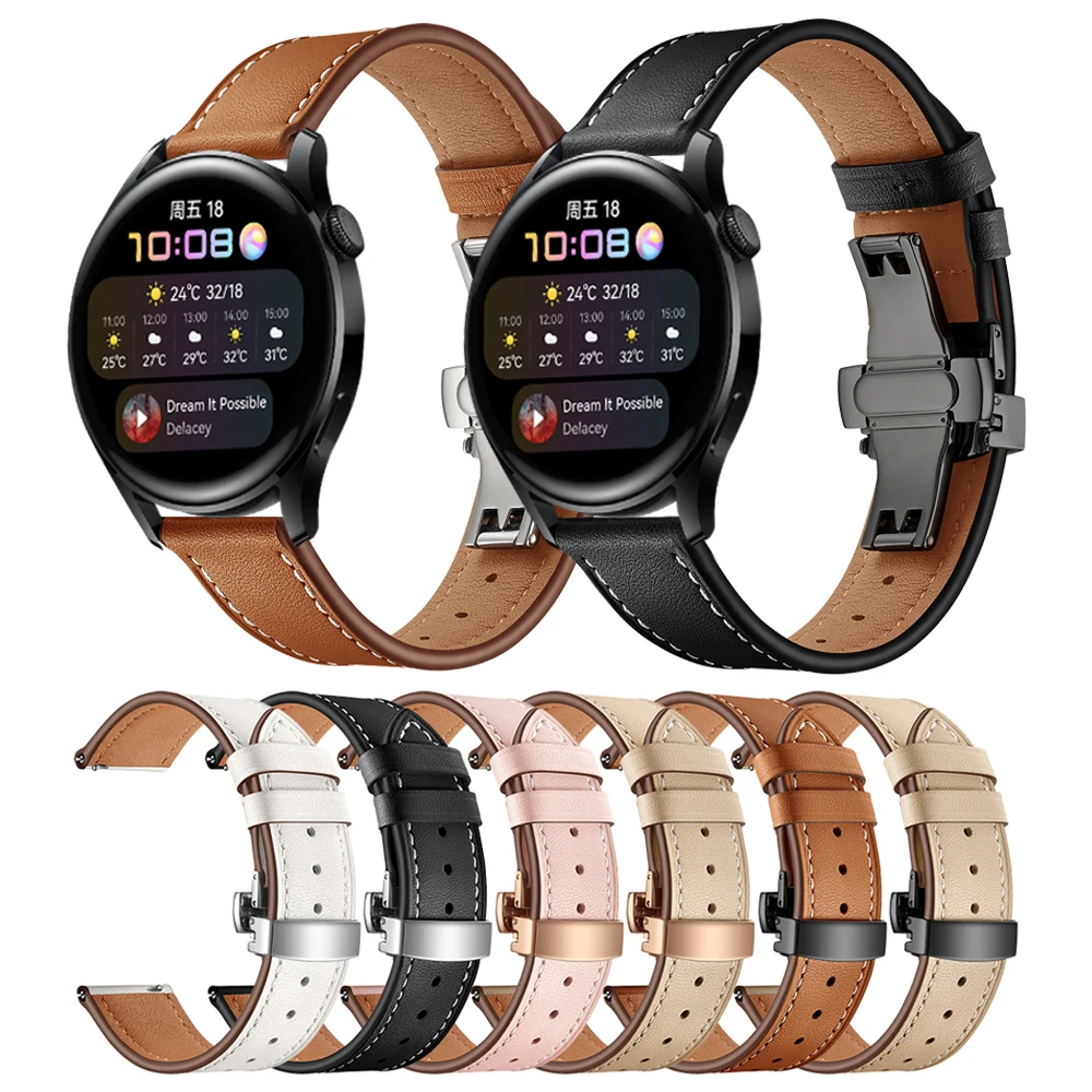 

Ремешок кожаный для Huawei Watch 3, браслет с застежкой-бабочкой для Huawei Watch 3 GT2 46 мм GT 2e