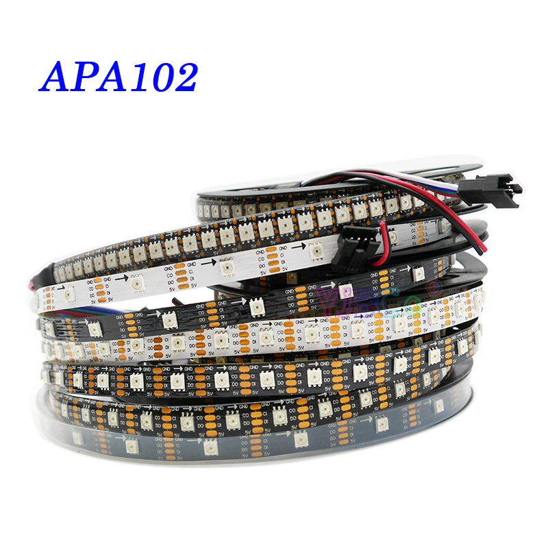 DC 5V Addressable APA102 LED Strip pixels DATA and CLOCK seperately 30/60/144 leds/m 1m/2m/3m/4m/5m SK9822 IC Smart Lamp Tape