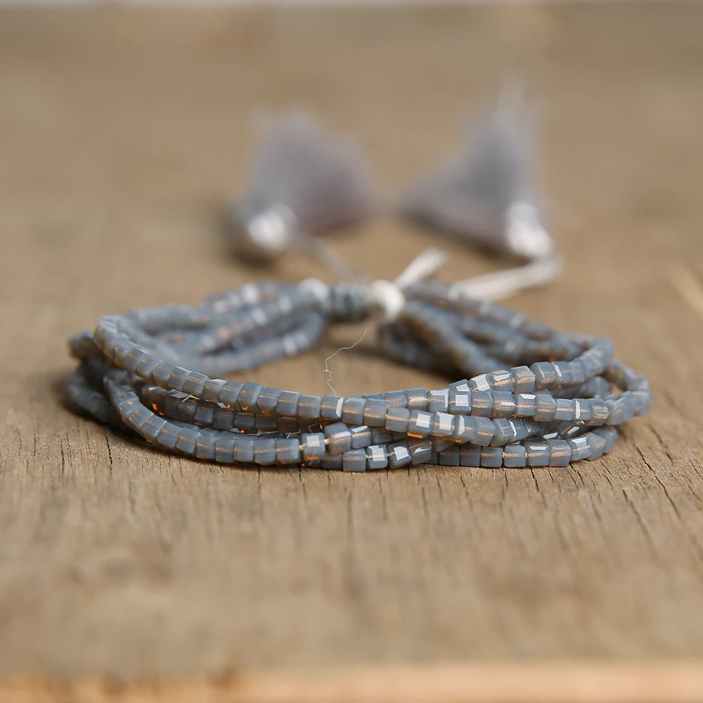 Rttooas модный панк браслет в стиле бохо для женщин и мужчин подходит для соответствия запястья ювелирные изделия многослойный 2 мм кристалл браслет из бисера ручной работы браслет дропшиппинг