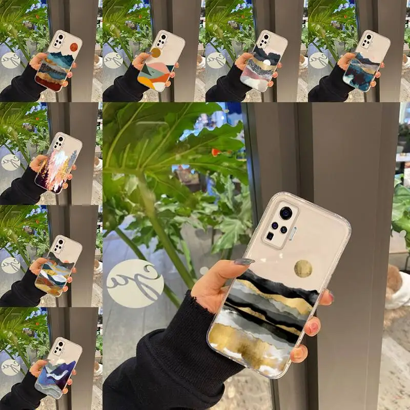 

Mountain Marble Moon Phone Case Transparent For VIVO Y 97 93 85 81 75 73 71 70 69 67 66 55 53 50 52 51 30 20 19 S E Mobile bags