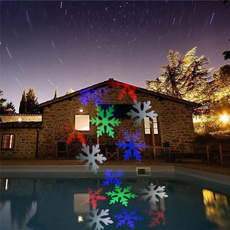 Christmas Snow Laser Projector Outdoor LED Fairy Light Projection 12 Film Cards Holidays Wedding Christmas Decoration For Home