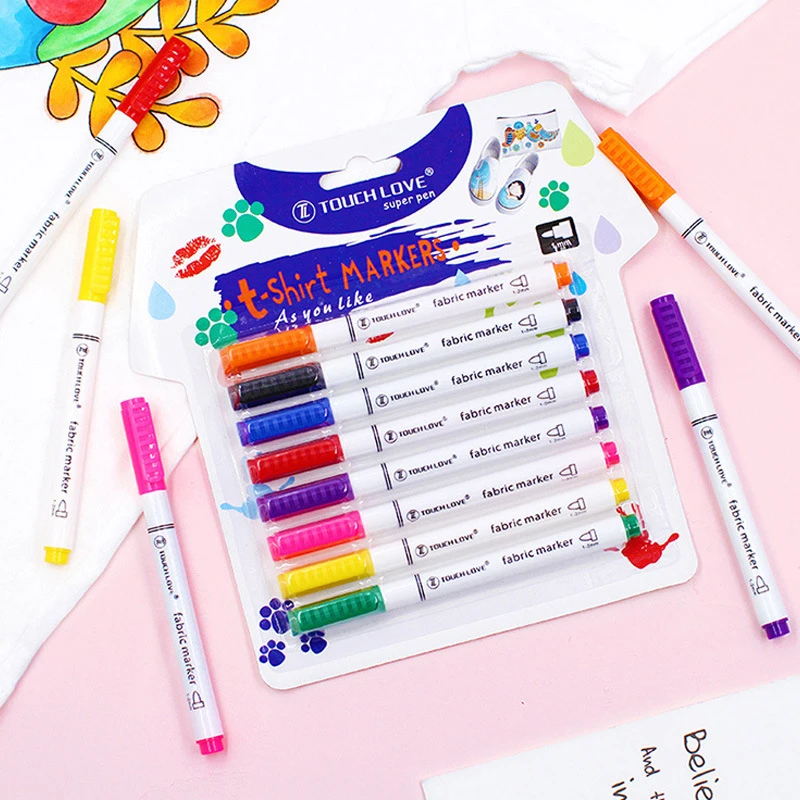 8 Colors/Set Fabric Paint Marker Pen Clothes Textile DIY Crafts T-shirt Graffiti Pigment Painting School&ampOffice Stationery | Канцтовары