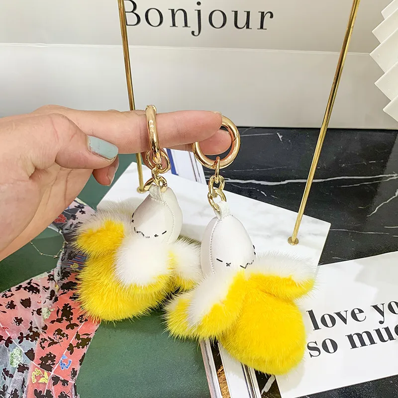 Женская сумка с подвесками из натурального меха норки брелок мини-банан милый