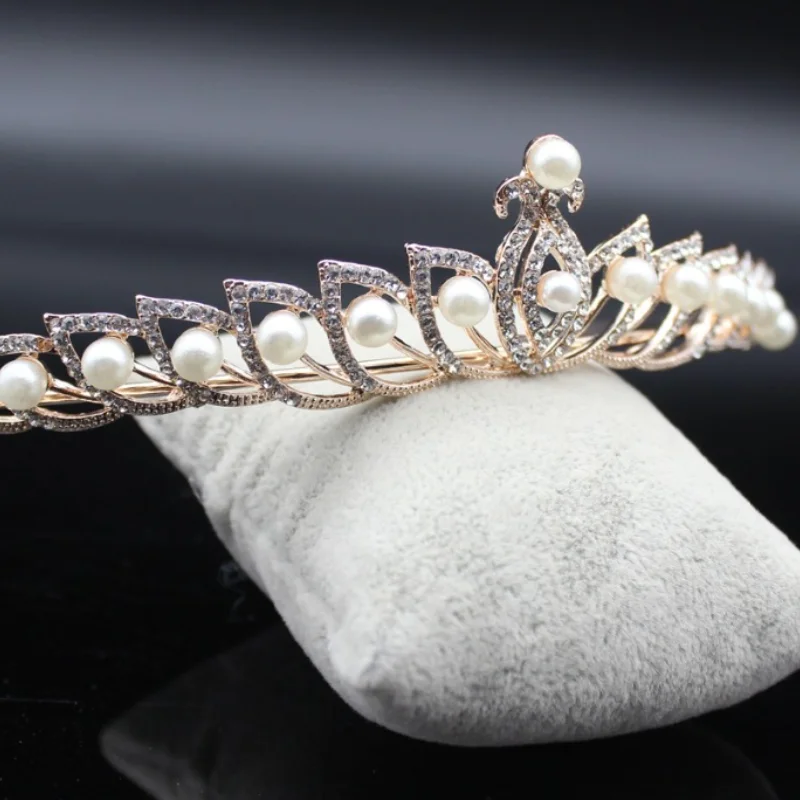 Свадебные украшения простая Свадебная жемчужная корона тиара роскошные стразы
