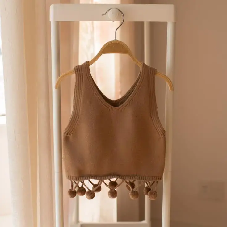 Свитер для маленьких девочек жилет модные свитера без рукавов милая вязаная