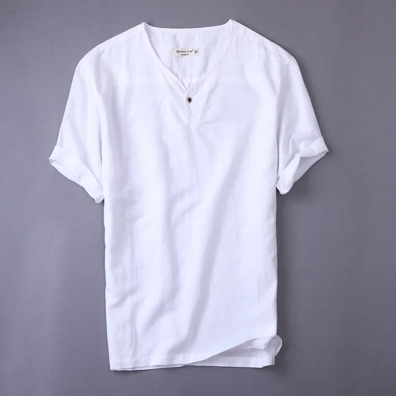 

2019 Summer linen t shirt men brand short-sleeved t shirts for men casual solid t-shirt men trend fashion tshirt male camiseta