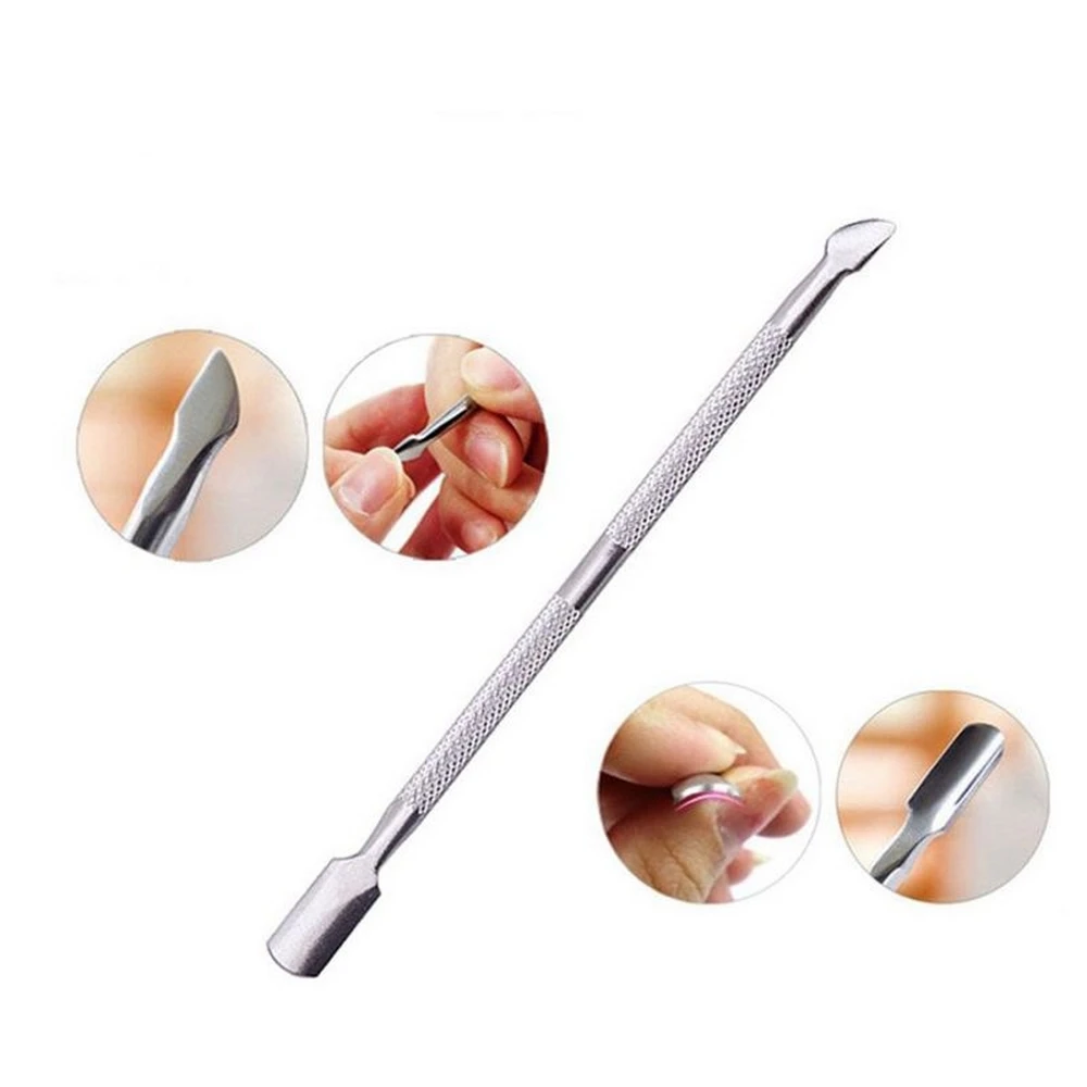 

4pcs Nail Tool Double-headed Silver Stainless Steel Dead Skin Push Exfoliating Cuticle Cleaning Nail File Manicure Tool Kit