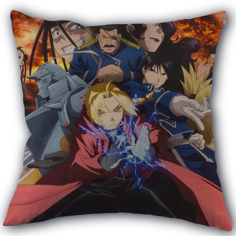 

New Arrival Fullmetal Alchemist Pillowcase Cotton Linen Fabric Square Zipper Pillowcase 45X45cm Wedding Decorative Pillow cover