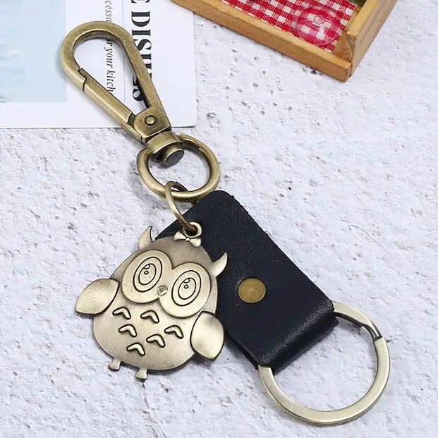 Винтажный Модный брелок с милой совой подвеска из сплава птицей кожаный