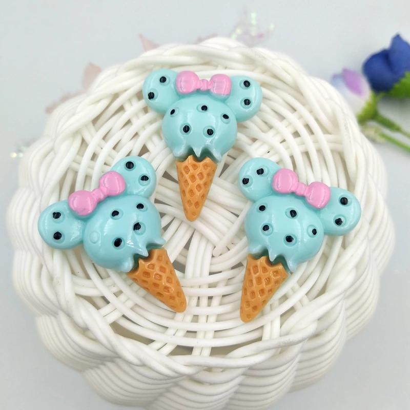 20pcs Mini Mickey Ice Cream Resin Flatback Cabochons Accessories For Hair Clothing Shoes Planar DIY Home Decoration | Дом и сад