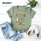JFUNCY размера плюс 100% хлопок летняя футболка принты животных из мультфильмов женская футболка с коротким рукавом женская футболка
