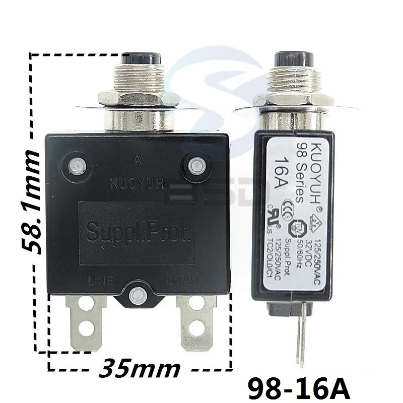 

3Pcs Taiwan KUOYUH 98 Series 16A Overcurrent Protector Overload Switch