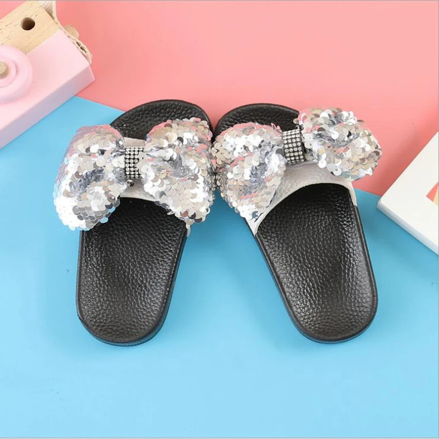 

Summer Children girls sandals home slippers bowtie sequins kids girl bathroom sandals fashion girl princess shoes beach slippers
