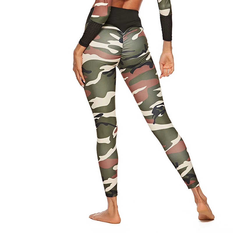 Новые тренировочные камуфляжные леггинсы для фитнеса женские спортивные