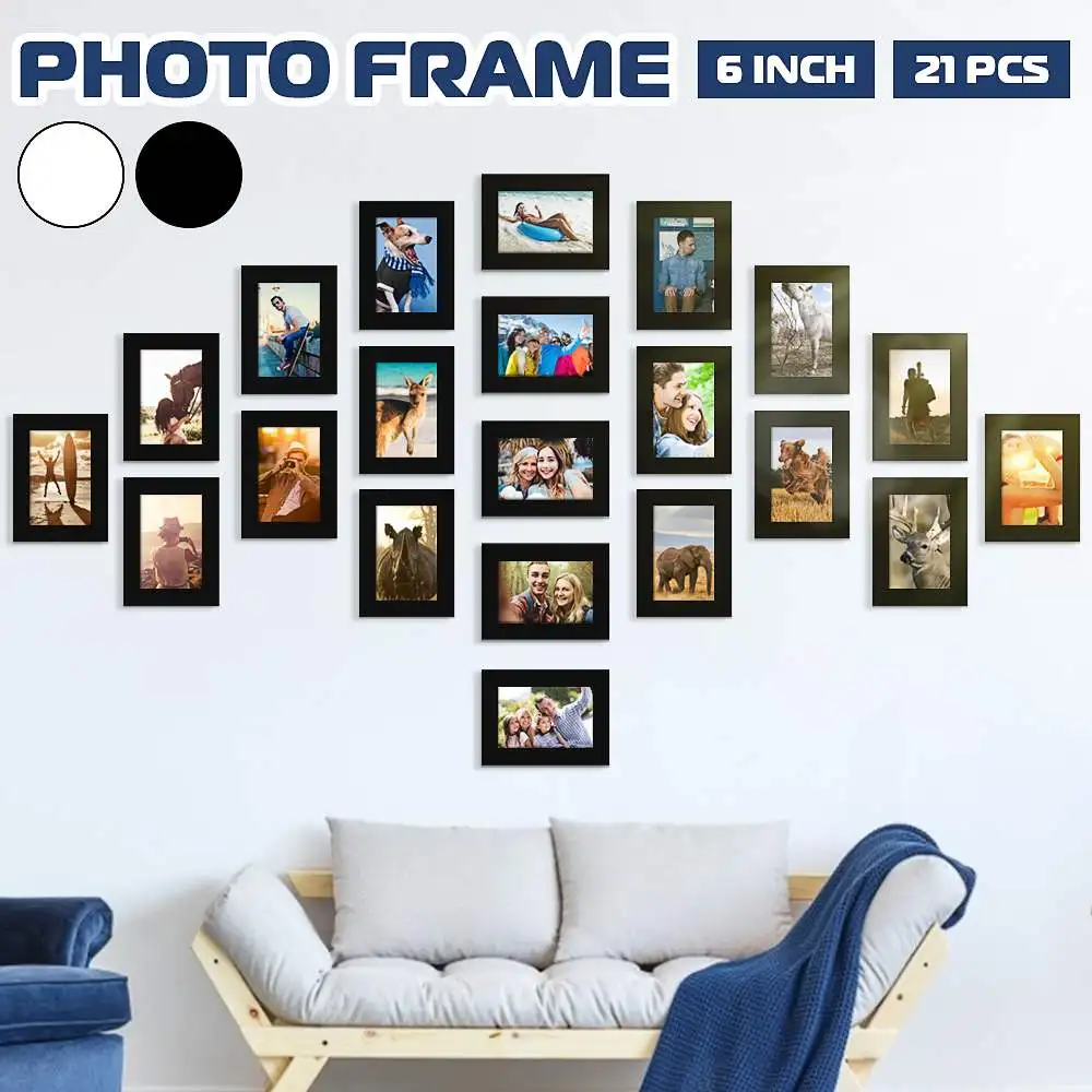 

11pcs Picture Photo Frame Set Removable Wall Mural Black White Color DIY Paper Photos Frames Sticker Decal Home Living RoomDecor
