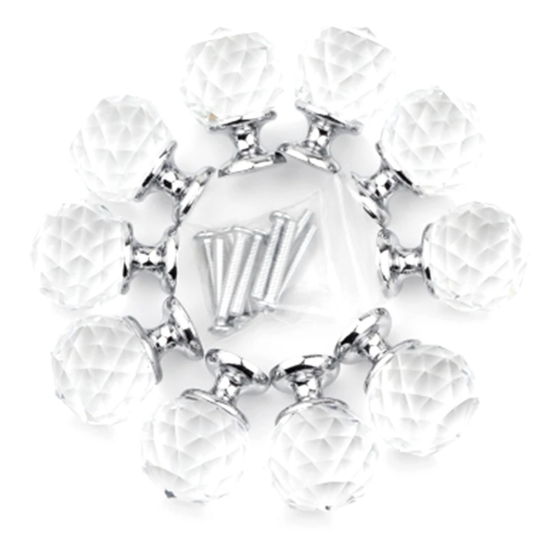 30 мм 10 шт хрустальный шар + сплав цинка мебель шкаф для шкафа ящика комода дверь