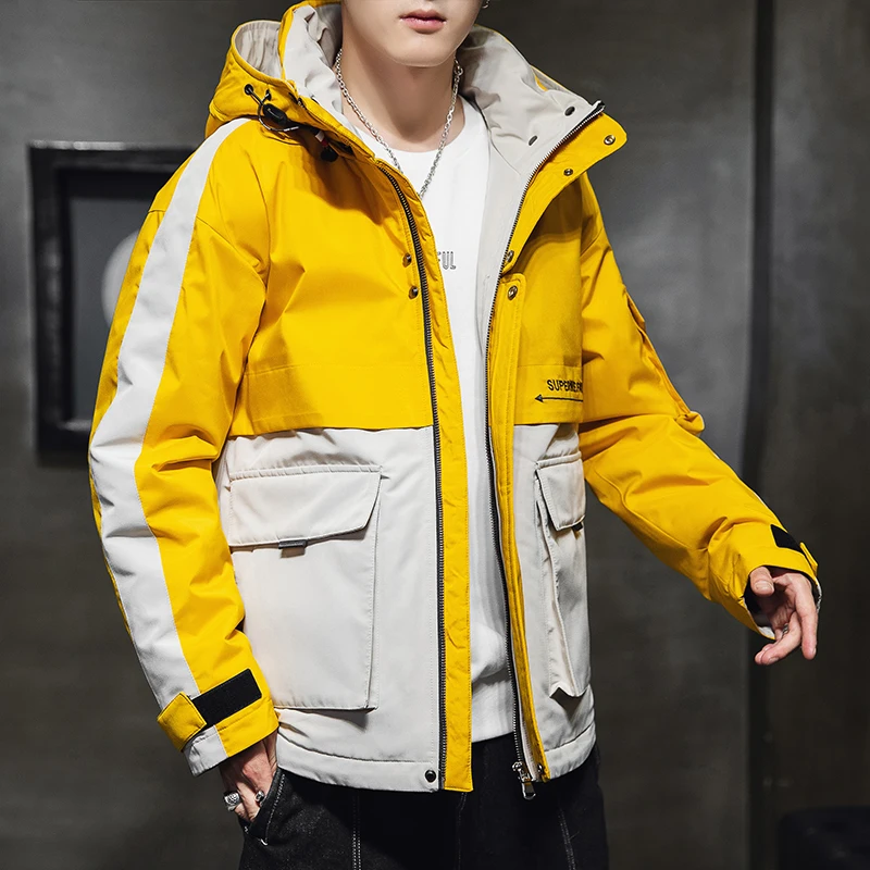 

Новинка 2021, зимняя теплая куртка, мужская повседневная спортивная одежда, пальто с капюшоном, молодежная верхняя одежда, свободные модные куртки, Мужская одежда, Прямая поставка