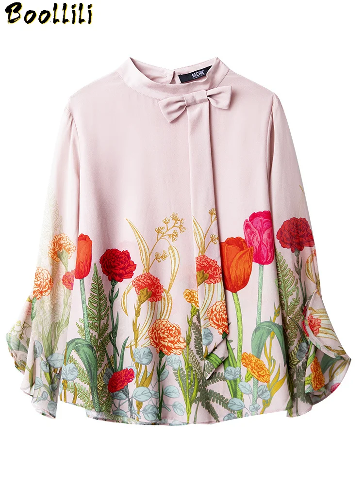 Boollili 100% шелковая блузка женская одежда 2020 элегантные женские топы Весенняя