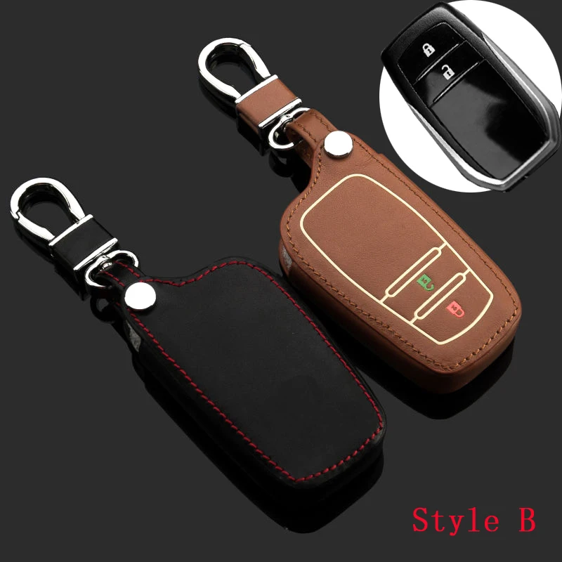 2/3 кнопочный чехол для автомобильного ключа светящийся кожаный держатель кольцо