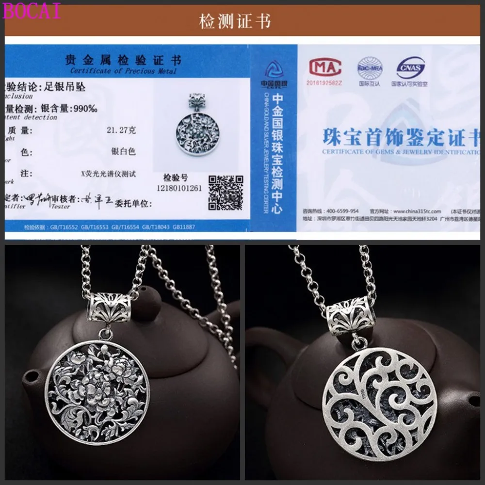 

S990 Pure Silver Men's Pendant Thai Silver Craft National Style Pendant 2020 New Fashion Female Jewelry Blossom Flower Pendant
