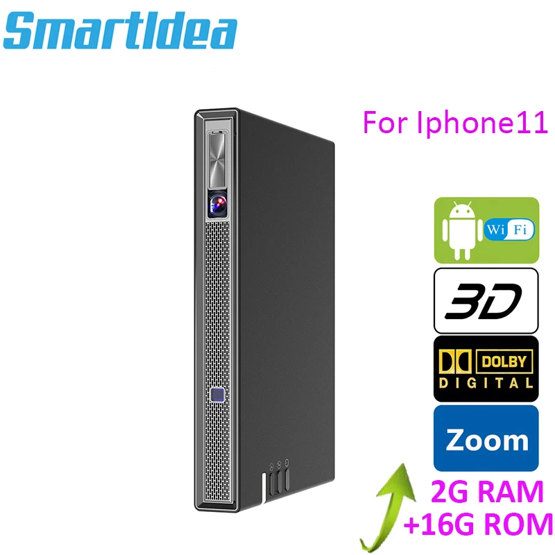 Smartldea T5 HD 4K реальный 3D DLP проектор батарея с зумом, авто Keystone, Android 6,0 WiFi светодиодный Smart Proyector Bluetooth Airplay