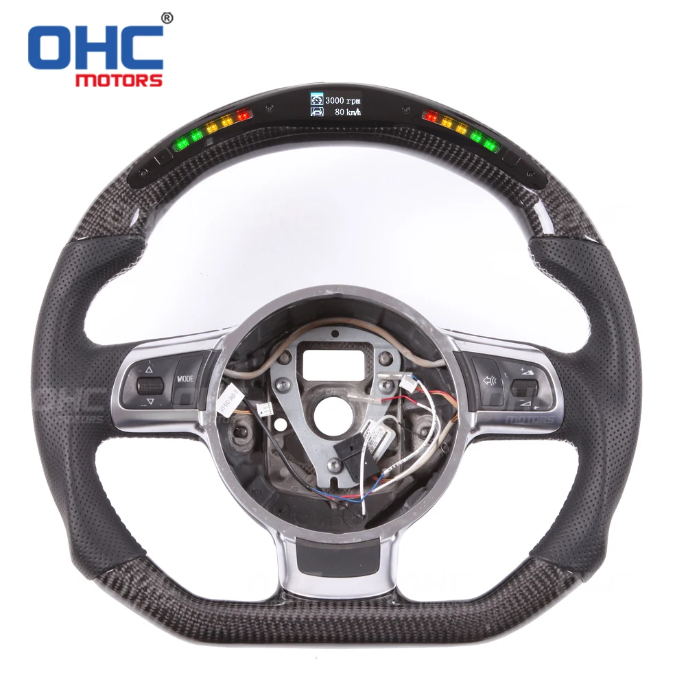 

100% реальное углеродное волокно светодиодный дисплей руль совместимый с Audi TT R8 RS3 RS4 RS5 S3 S4 S5 TTRS